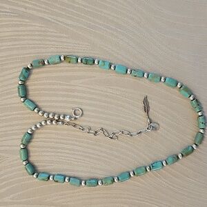 Carilyn Pollack Turquoise Rolled Beads and Sterling Silver Beaded Necklace